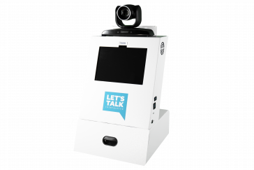 A1 Tabletop Telehealth Kiosk with Locking Drawer and Lumens Pan Tilt Zoom Camera