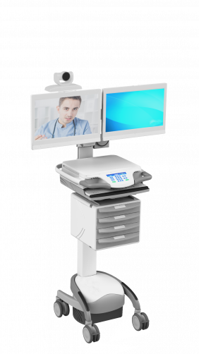 LTI HI TeleCare Telehealth Cart Dual Monitor