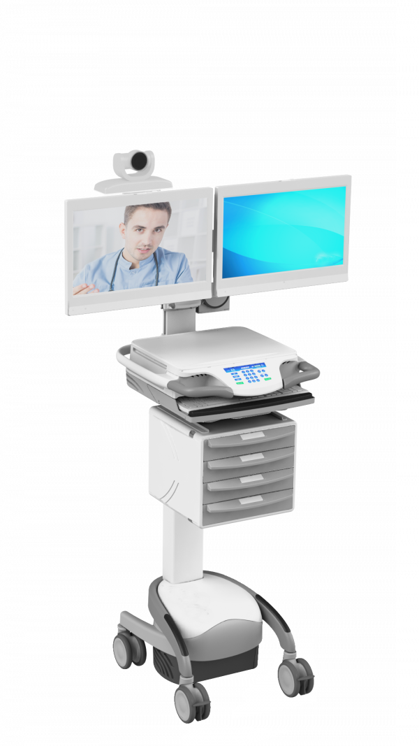 LTI HI TeleCare Telehealth Cart Dual Monitor